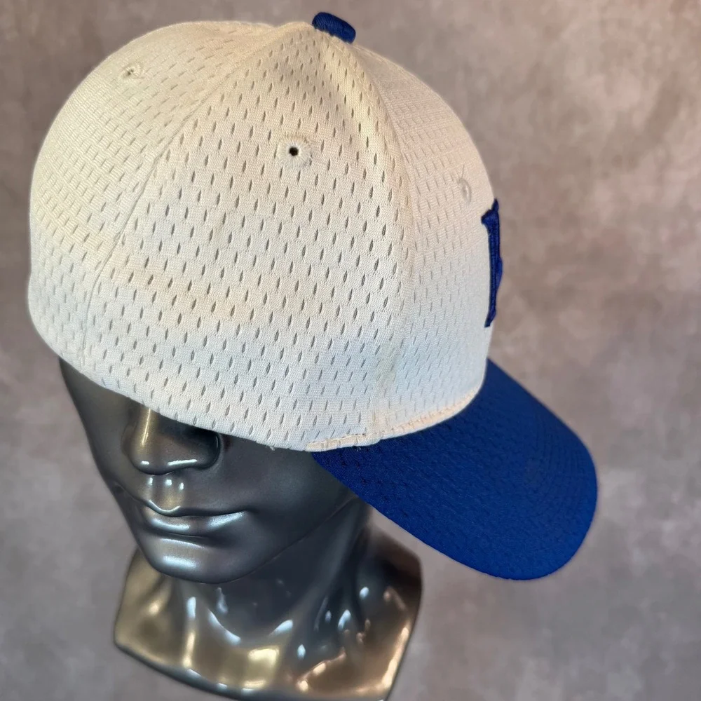 KC Royals Pacific Headwear Baseball Cap Youth 6 3/8-6 7/8 White Blue Mesh Hat